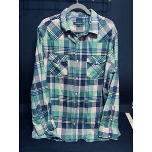 Pashartuk Long Sleeve Button Down Green Flannel Plaid Sz XL N13